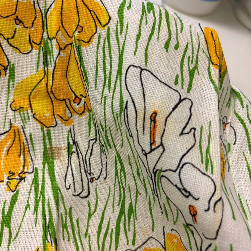 Vintage Vera Things to Cook In Apron Yellow Floral Halter Cotton Cottagecore